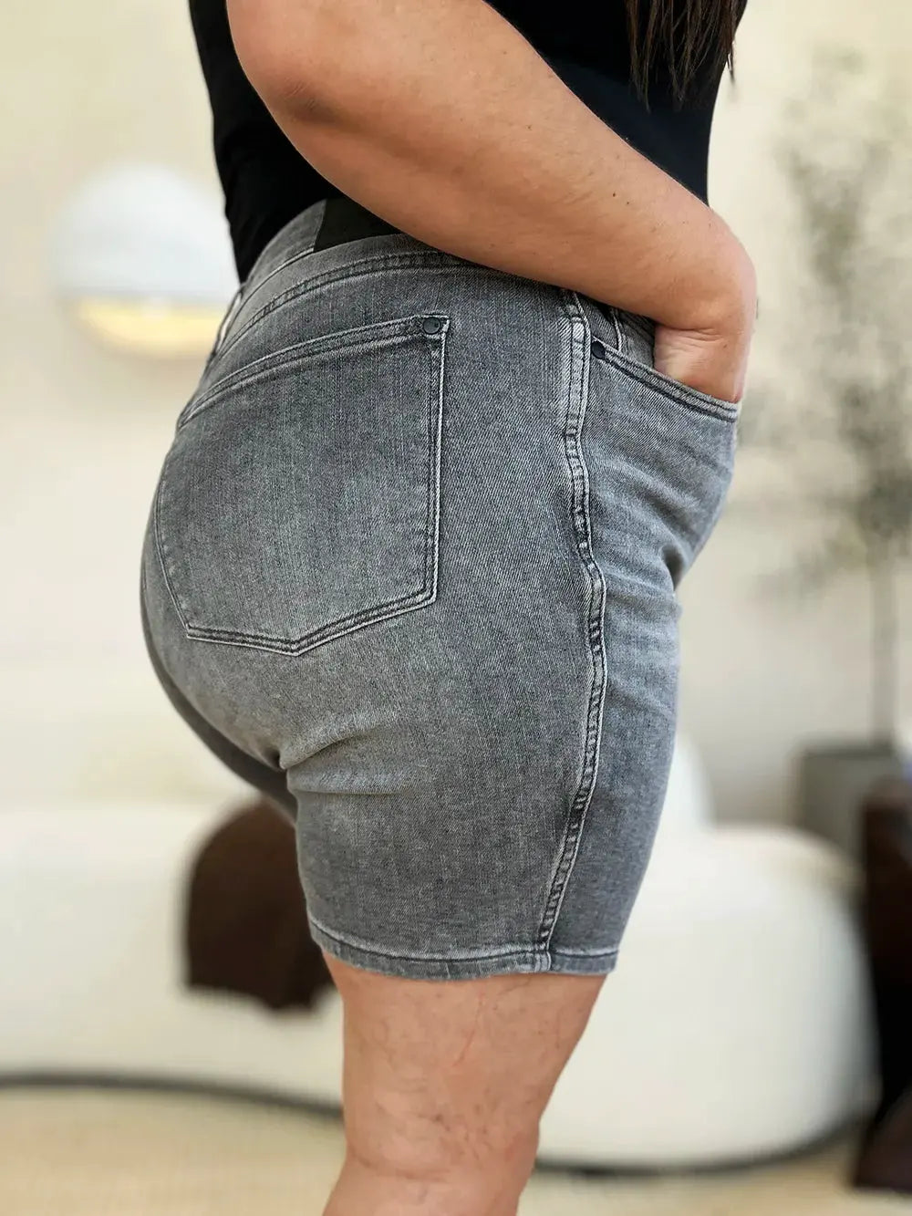Judy Blue Full Size High Waist Washed Denim Shorts by Judy Blue