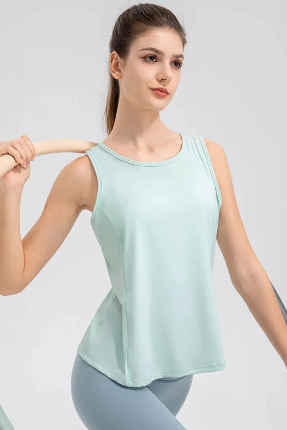 Wide Strap Round Neck Active Tank by Partner Label