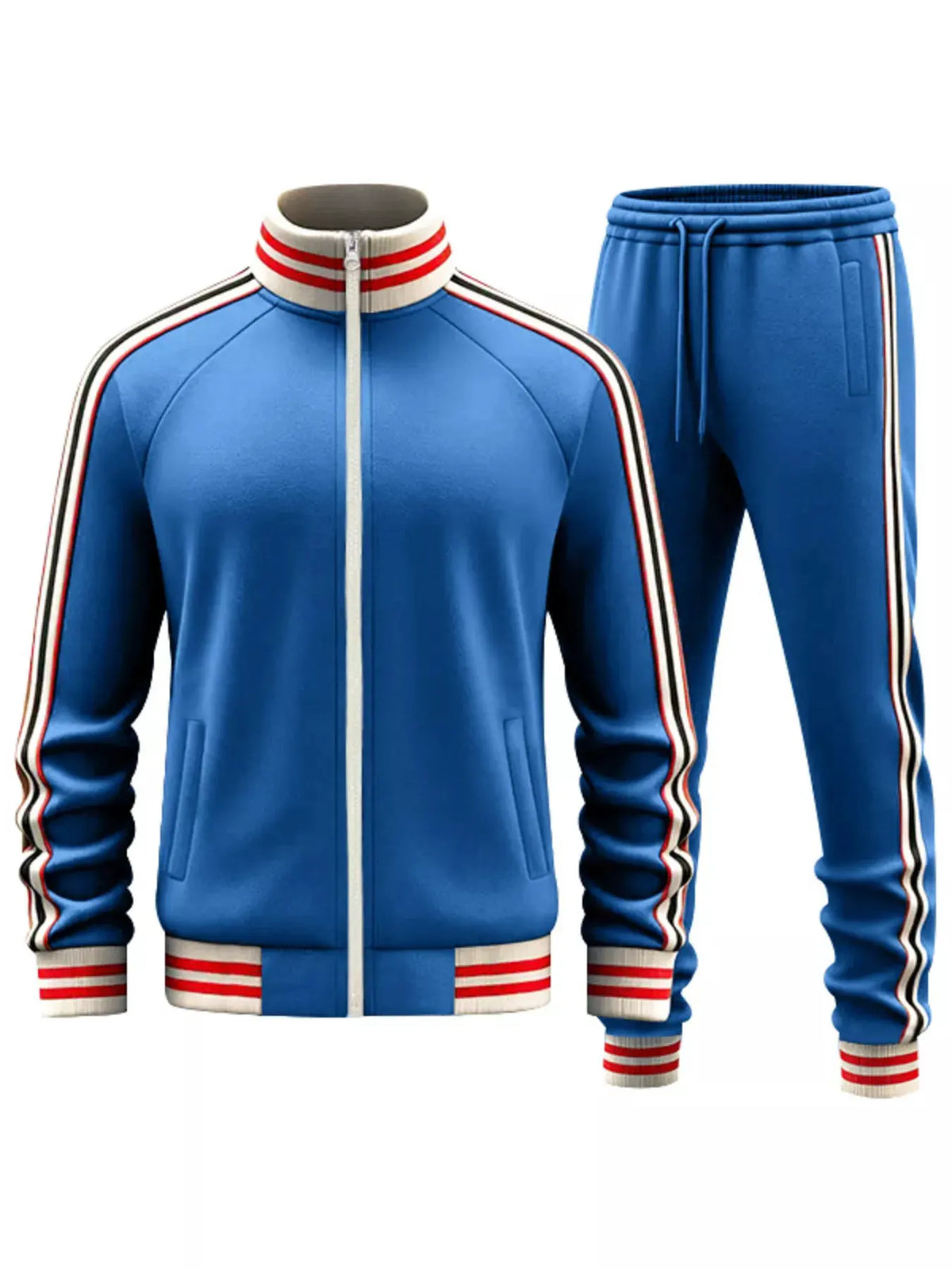 Men's Full Size Striped Zip Up Outerwear and Pants Plus Size by Partner Label