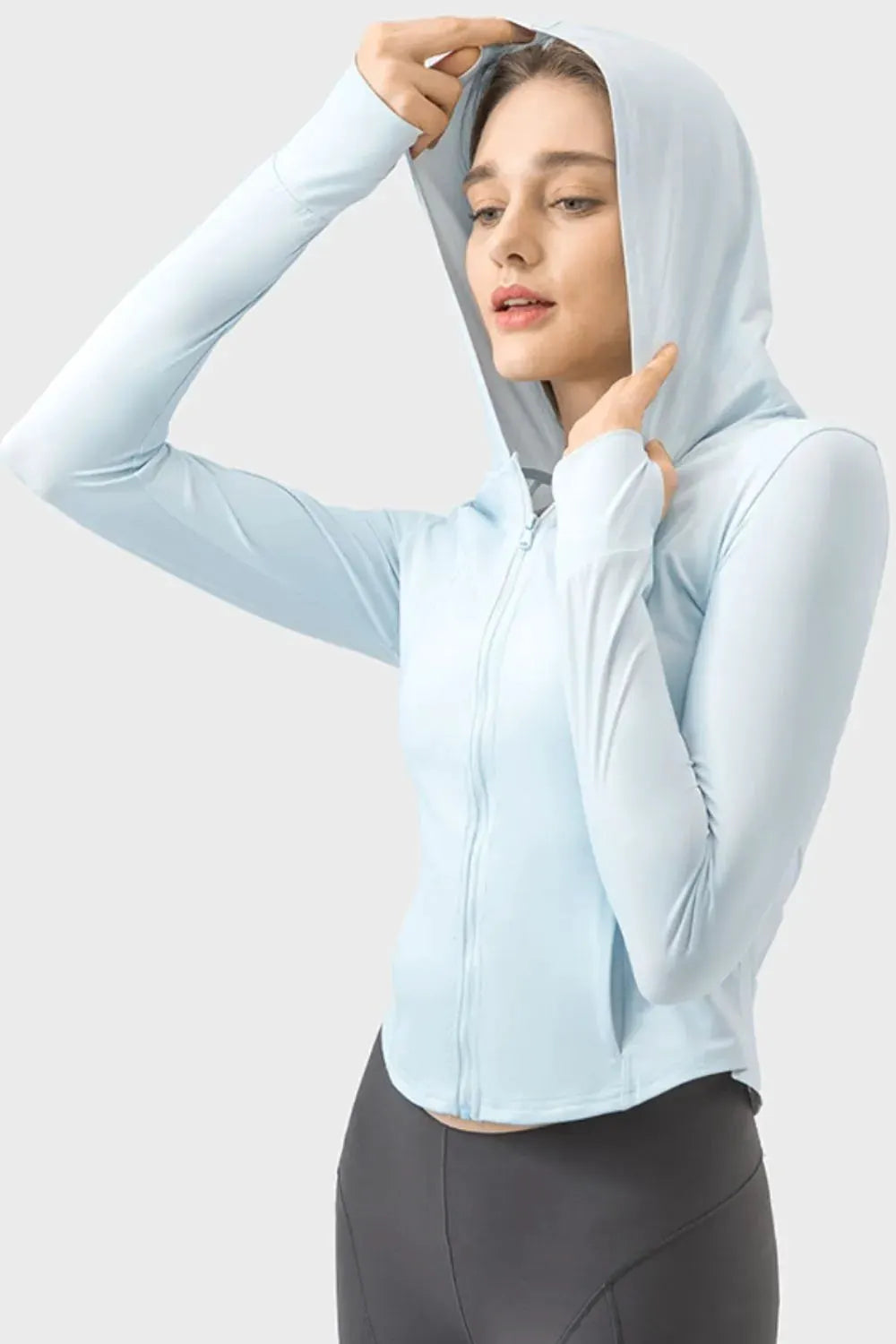 Millennia Pocketed Zip Up Hooded Long Sleeve Active Outerwear by Millennia