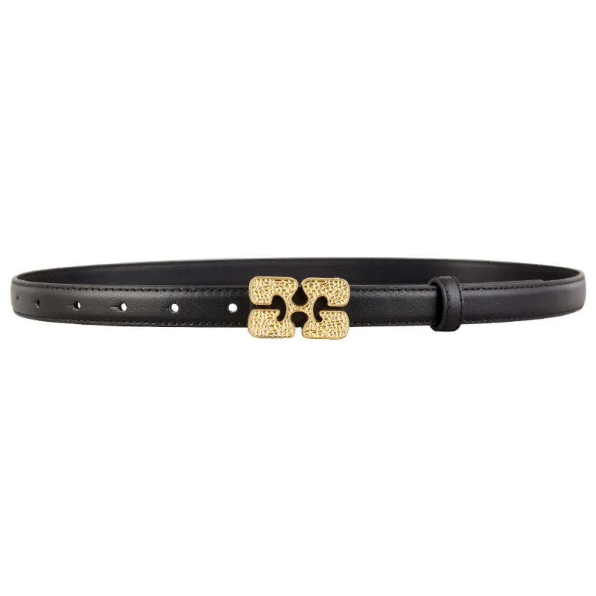 Gold Buckle Leather Belt by Trendsi