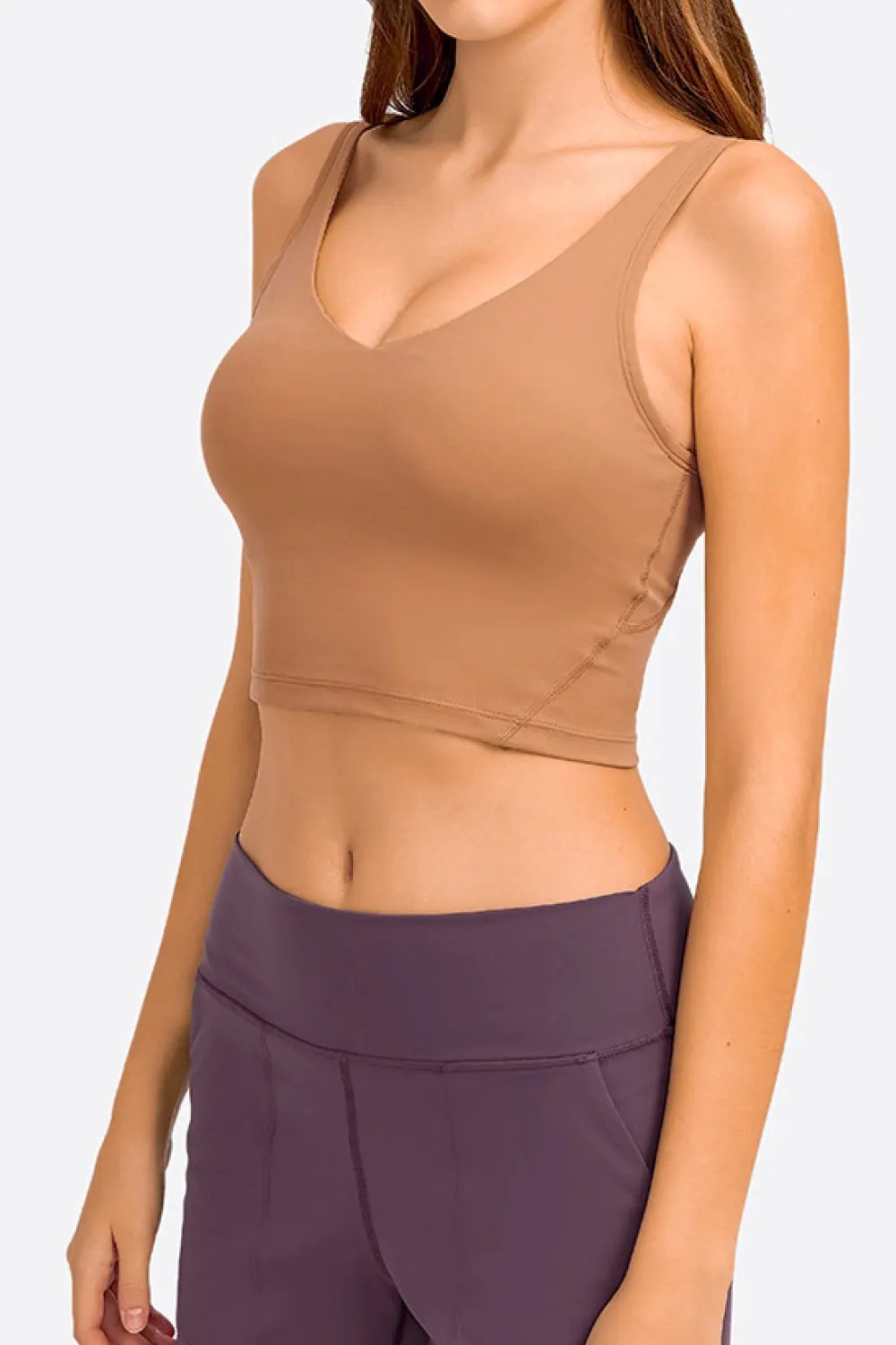 Millennia Deep V-Neck Crop Sports Bra by Millennia