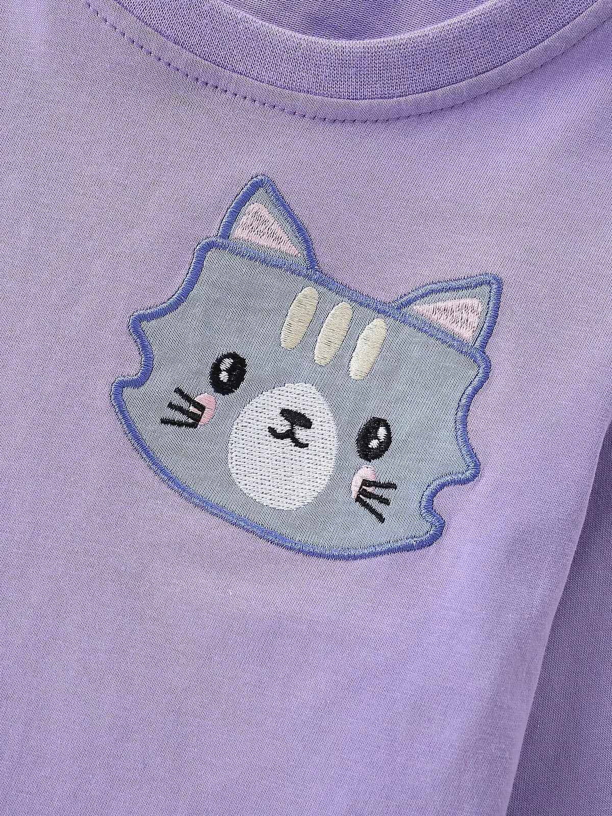 Children's Cat Round Neck Sweatshirt and Pants Set by Trendsi