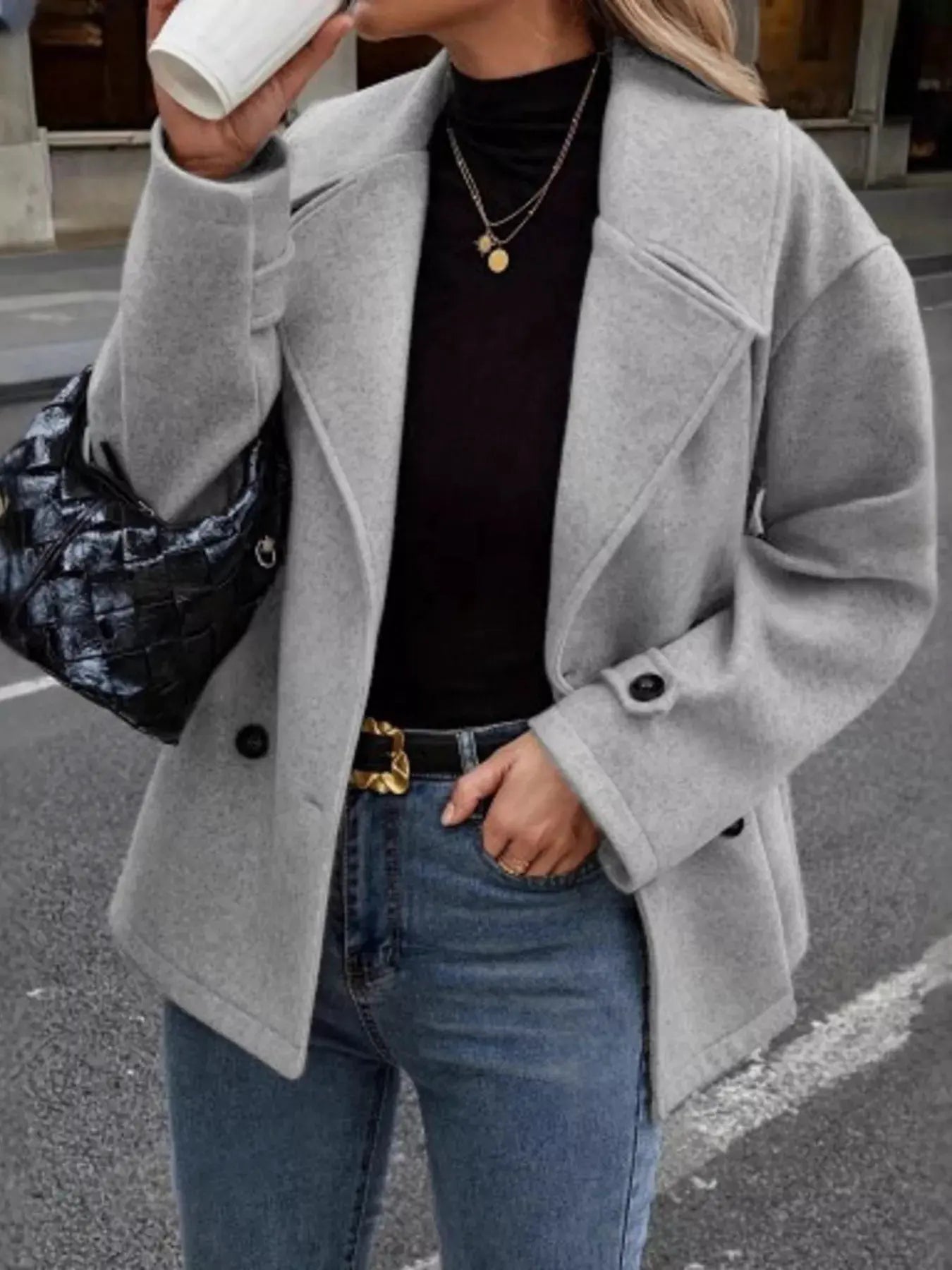 Double-Breasted Wool Blend Casual Jacket by Partner Label