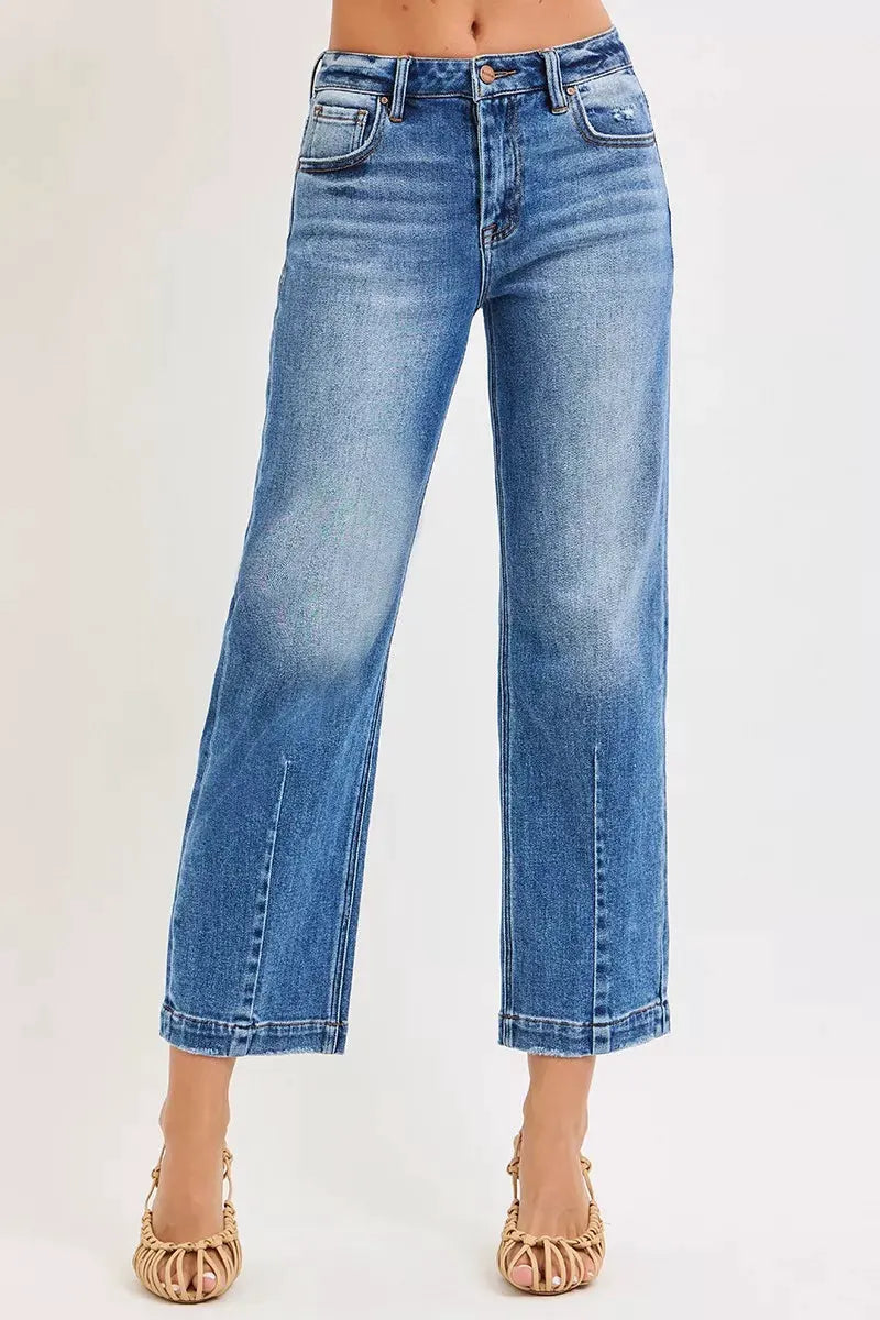 RISEN High Rise Crop Boyfriend Tapered Jeans by RISEN
