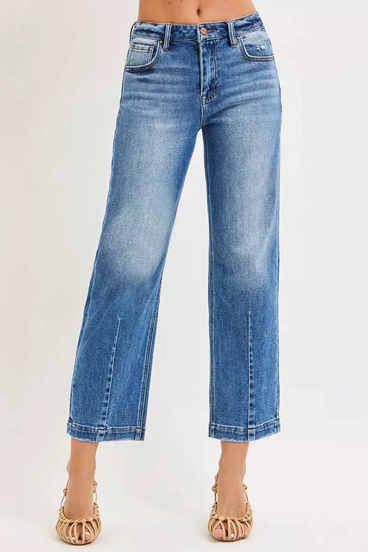 RISEN High Rise Crop Boyfriend Tapered Jeans by RISEN