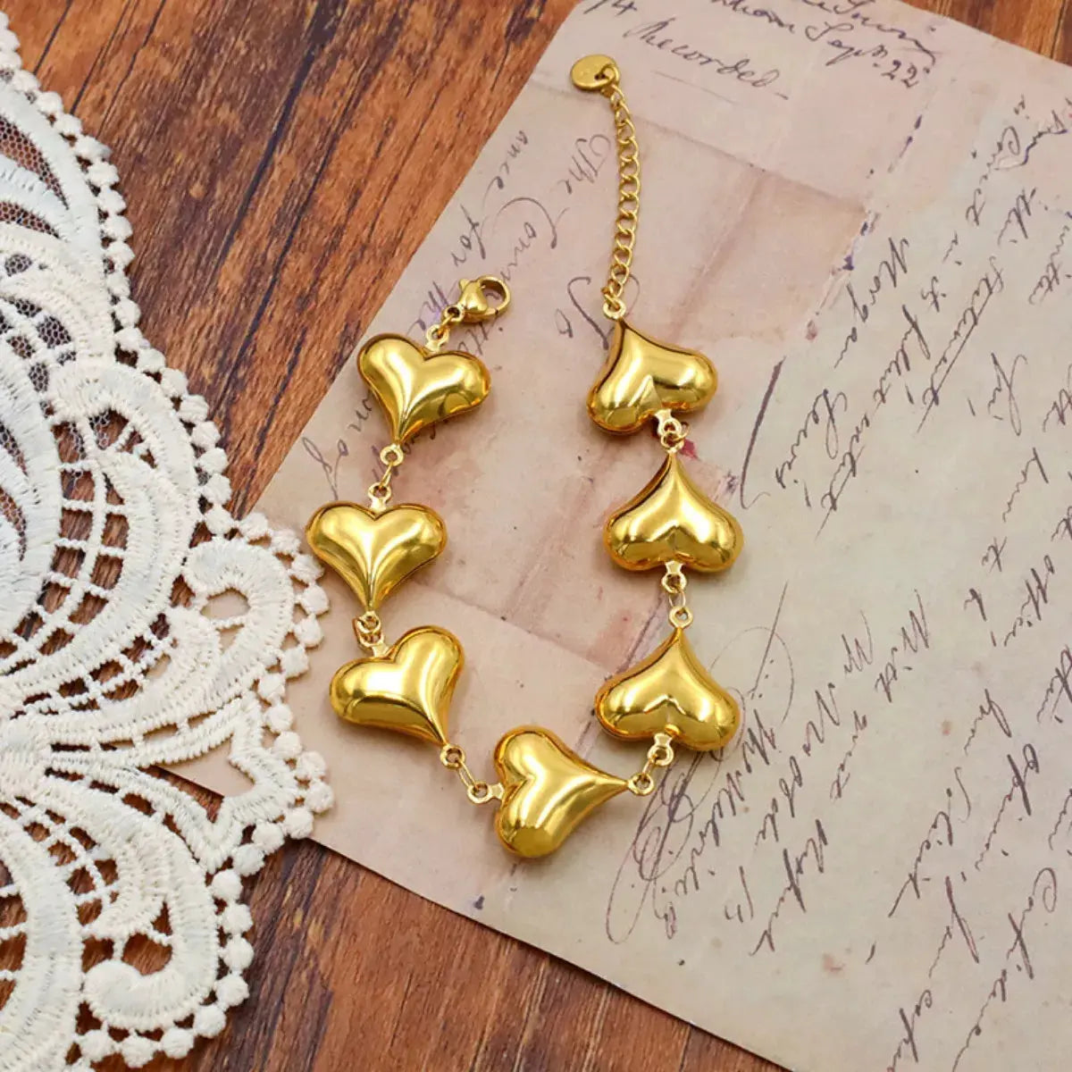 18K Gold-Plated Heart Charm Bracelet by Partner Label