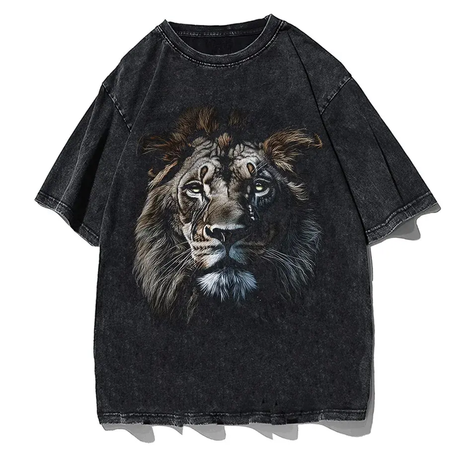 Hip Hop Men's T-Shirt With Lion head Print casual Tshirt Unisex Tops Tee by Vimost Shop