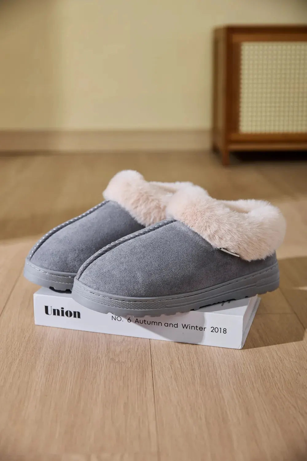 Faux Fur Round Toe Platform Slippers by Partner Label