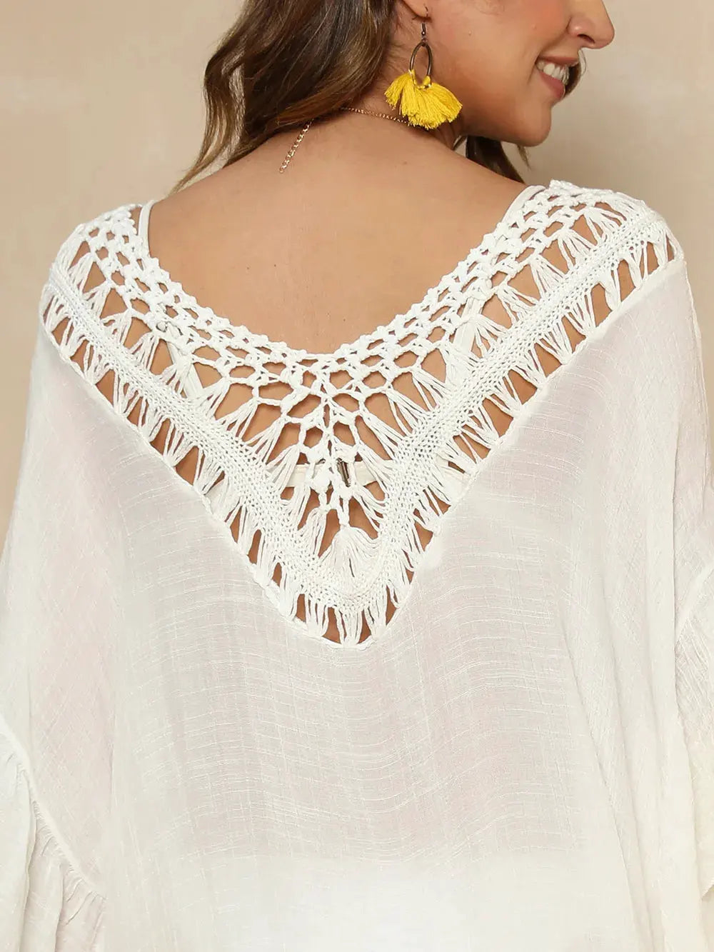Cutout Ruffled Half Sleeve Cover-Up by Partner Labels