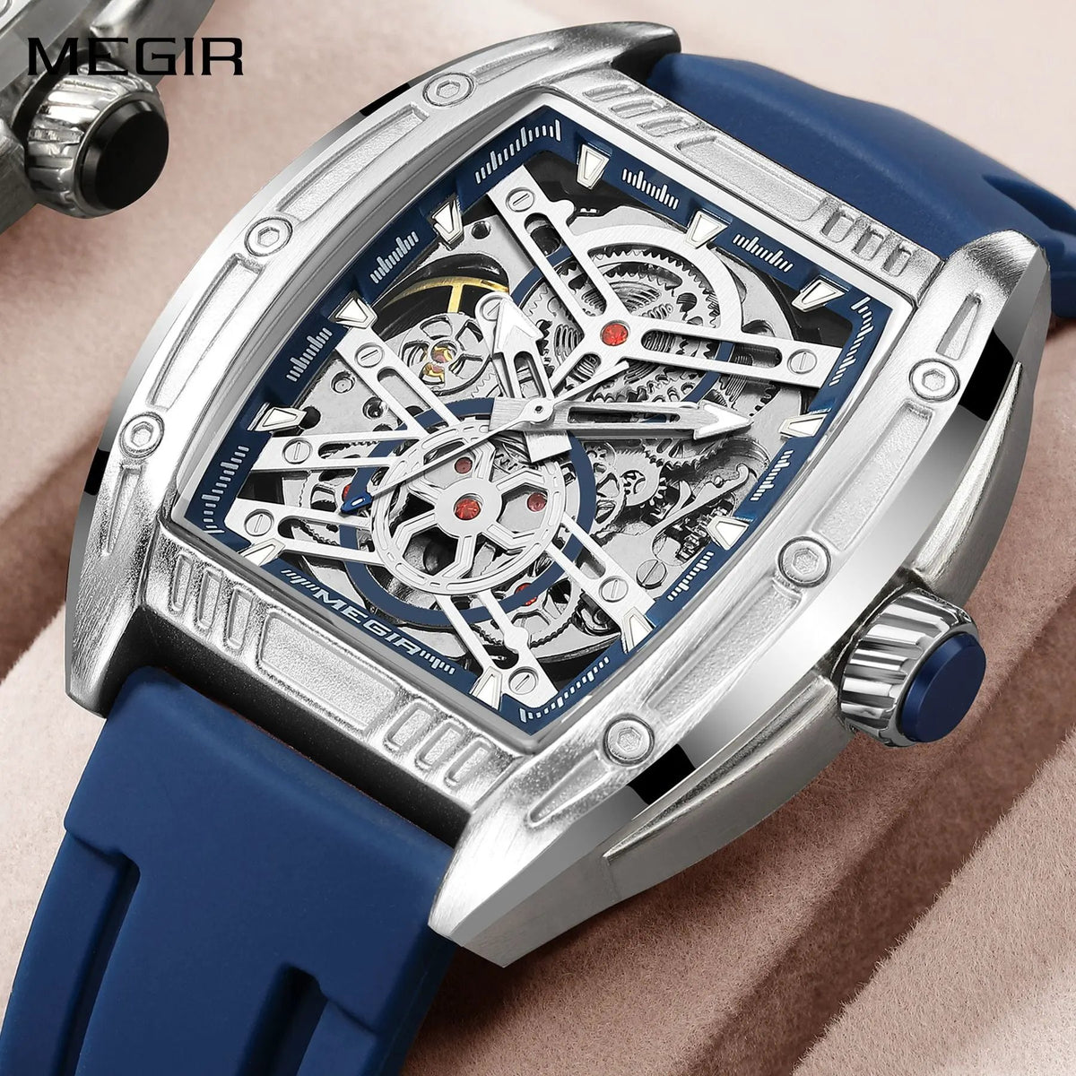 MEGIR Original Luxury Sport Watch for Men Silicone Band Automatic Mechanical Movement WristWatches Luminous Clock Reloj Hombre 8601 by MEGIR WATCH GROUP