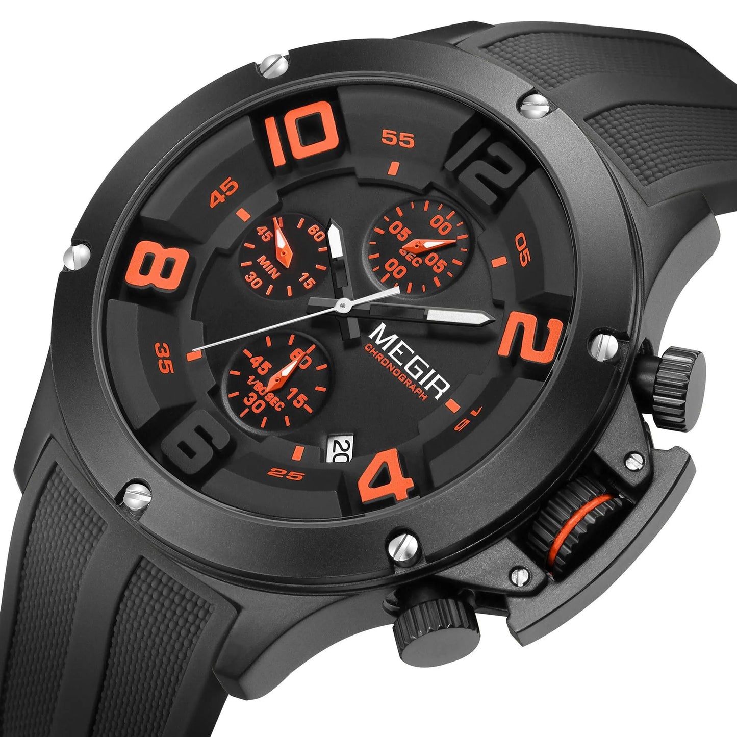 MEGIR Relogio Masculino Luxury Quartz Watch for Men Yellow Silicone Strap Military Sport WristWatch Chronograph with Auto Date 8115 by MEGIR WATCH GROUP
