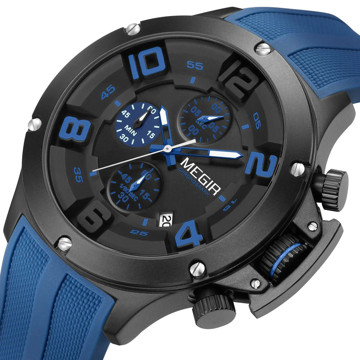 MEGIR Relogio Masculino Luxury Quartz Watch for Men Yellow Silicone Strap Military Sport WristWatch Chronograph with Auto Date 8115 by MEGIR WATCH GROUP