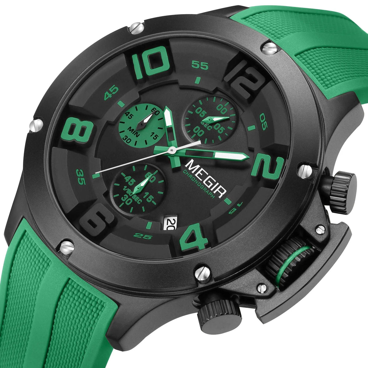 MEGIR Relogio Masculino Luxury Quartz Watch for Men Yellow Silicone Strap Military Sport WristWatch Chronograph with Auto Date 8115 by MEGIR WATCH GROUP