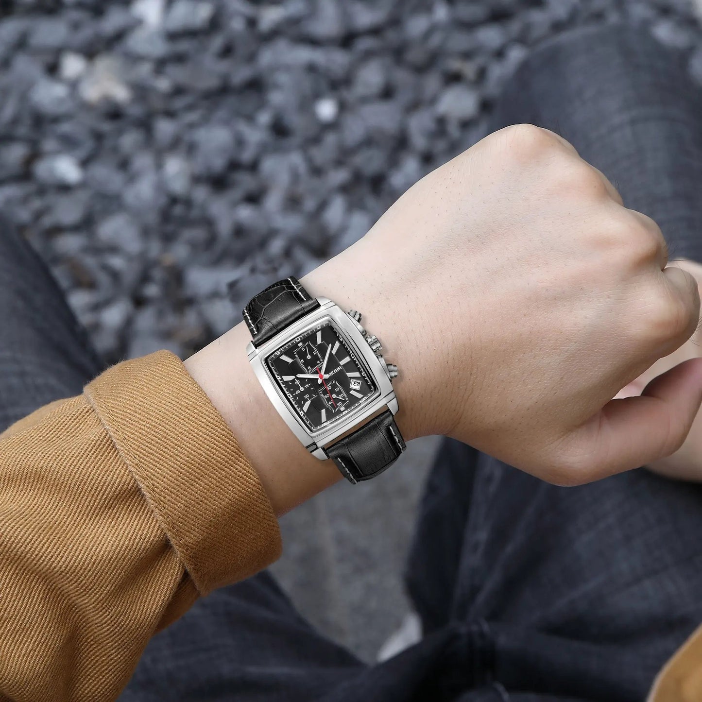 MEGIR Watch Men Business Wristwatch Rectangle Quartz Military Watches Waterproof Luminous Leather Strap Sport Casual Clock Reloj Hombre 2028 by MEGIR WATCH GROUP