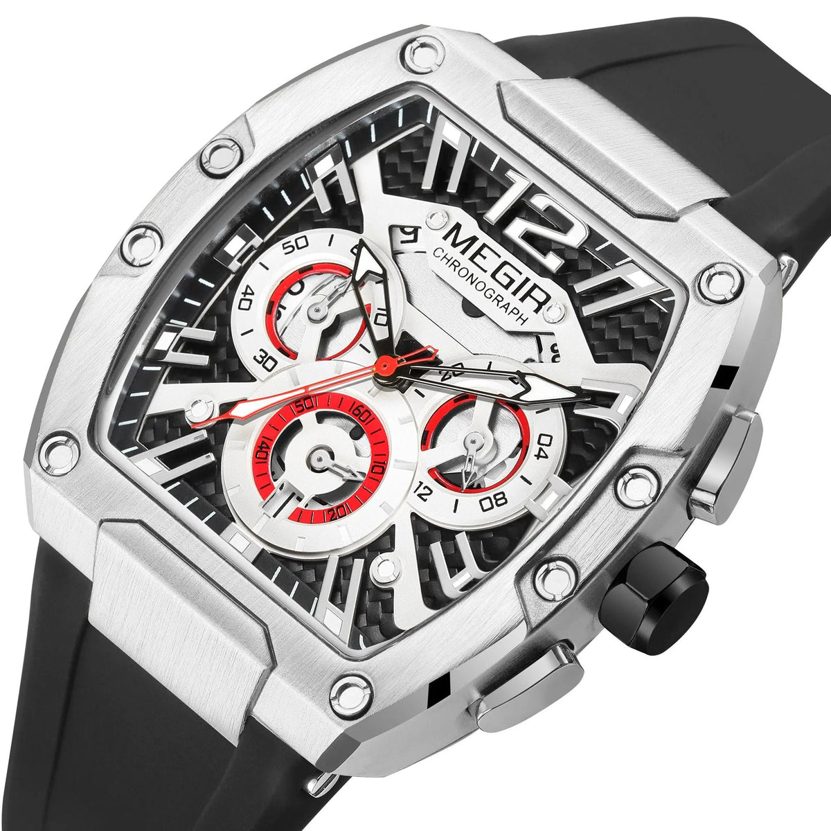 MEGIR Chronograph Luxury Sport Quartz Watch Men Waterproof Luminous Silicone Casual Big Dial Wristwatch Auto Date Reloj Hombre 8112 by MEGIR WATCH GROUP