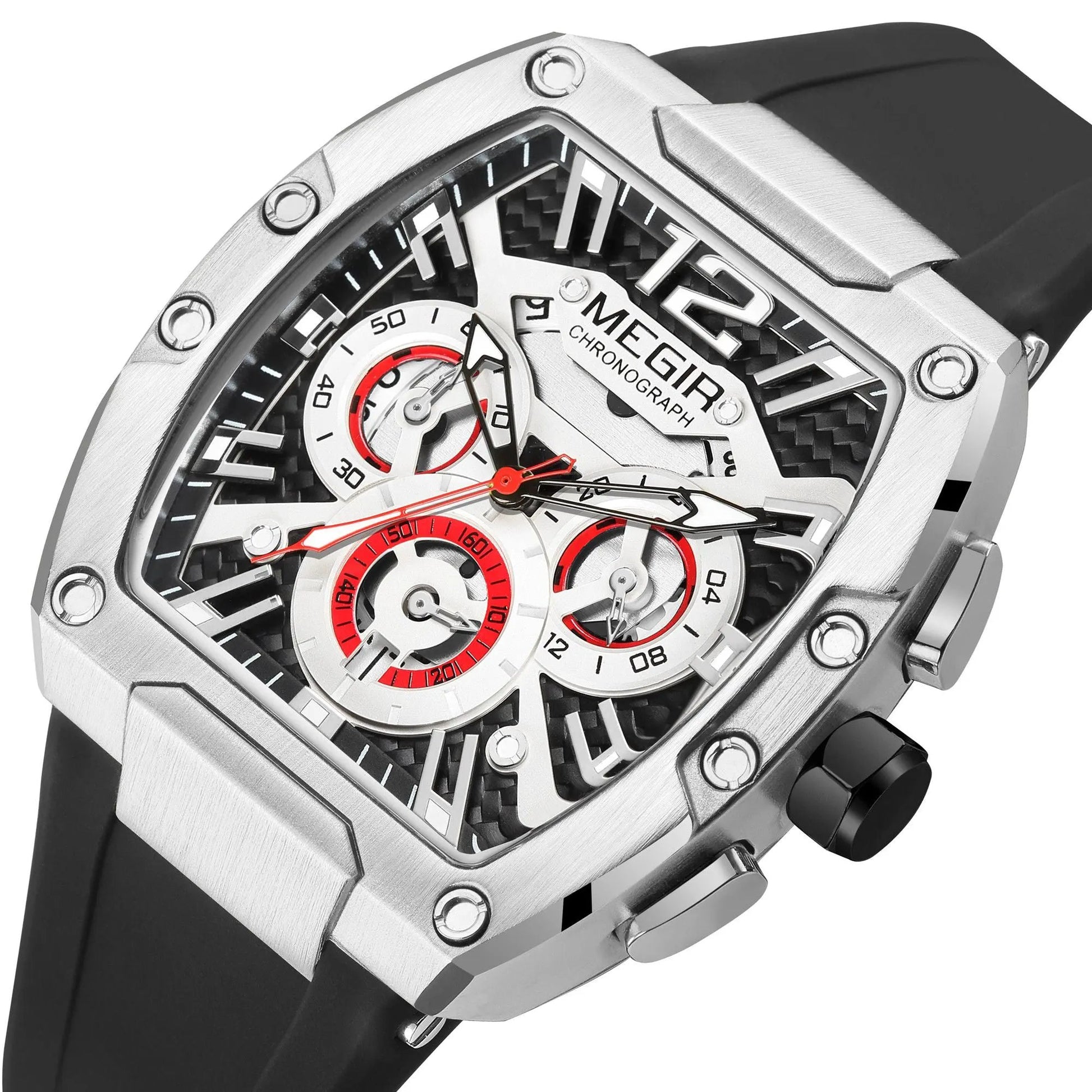 MEGIR Chronograph Luxury Sport Quartz Watch Men Waterproof Luminous Silicone Casual Big Dial Wristwatch Auto Date Reloj Hombre 8112 by MEGIR WATCH GROUP
