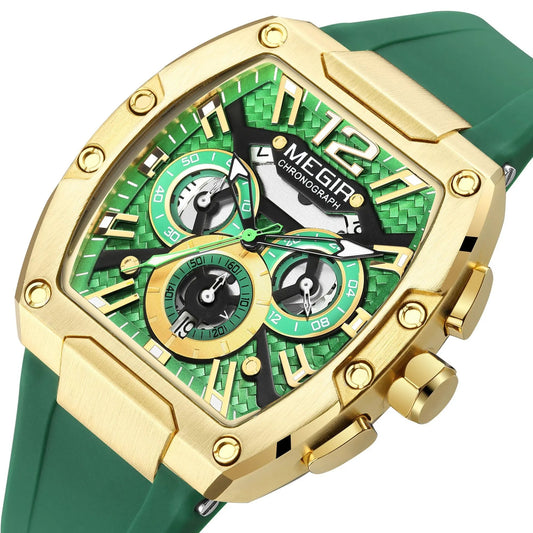 MEGIR Chronograph Luxury Sport Quartz Watch Men Waterproof Luminous Silicone Casual Big Dial Wristwatch Auto Date Reloj Hombre 8112 by MEGIR WATCH GROUP