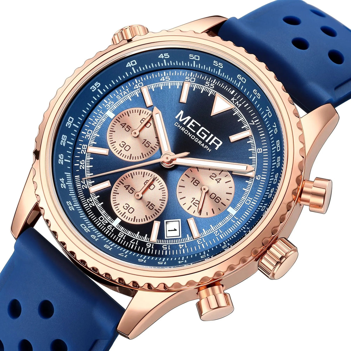 MEGIR Luxury Men Watches Fashion Silicone Band Quartz Military Wristwatch Waterproof Big Dial Male Sport Chronograph with Date Clock 2236 by MEGIR WATCH GROUP