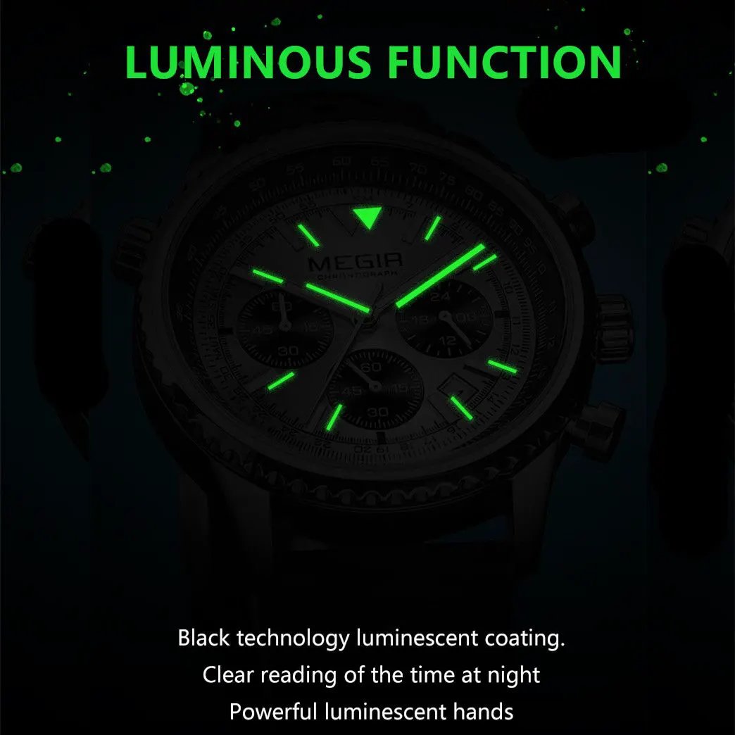 MEGIR Luxury Men Watches Fashion Silicone Band Quartz Military Wristwatch Waterproof Big Dial Male Sport Chronograph with Date Clock 2236 by MEGIR WATCH GROUP