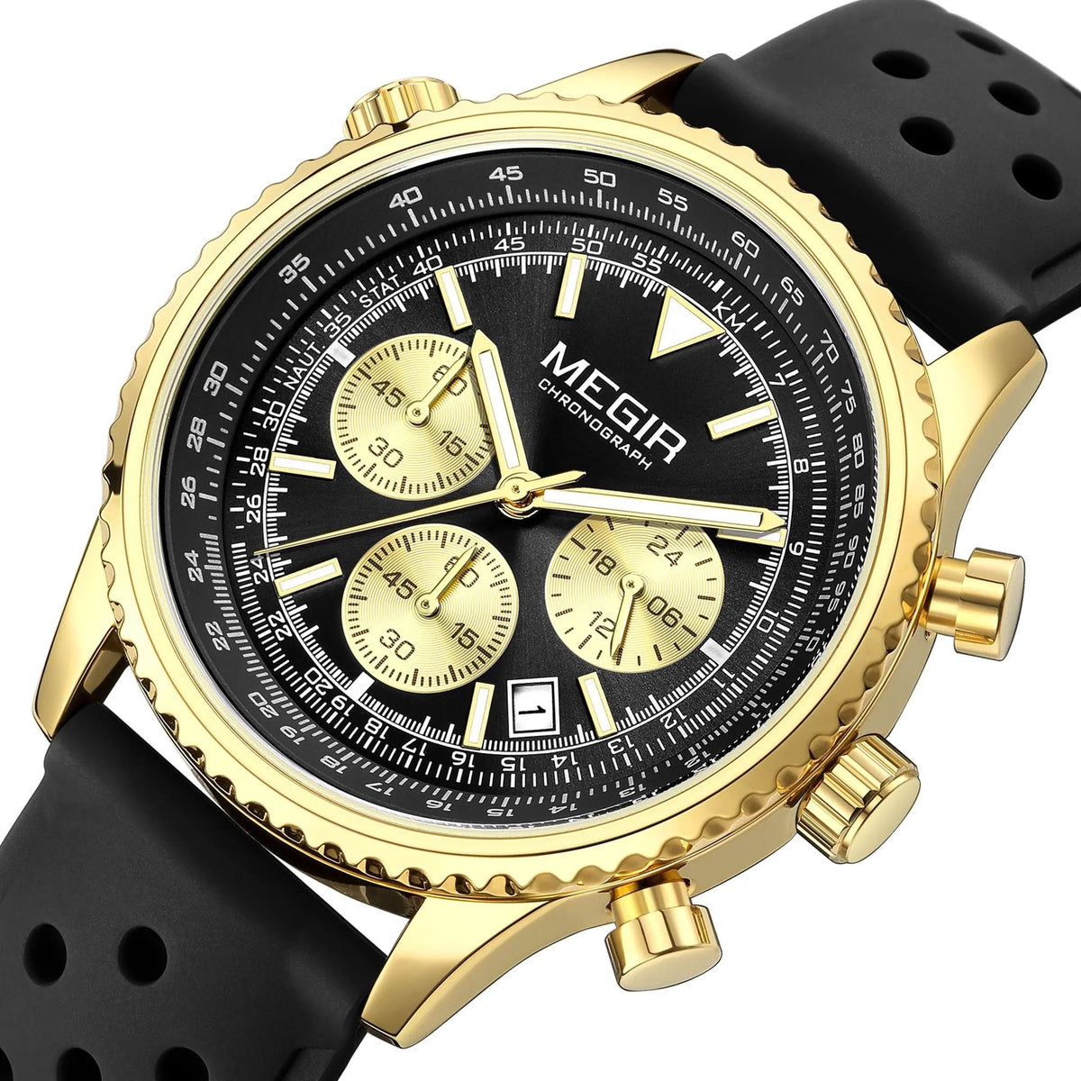 MEGIR Luxury Men Watches Fashion Silicone Band Quartz Military Wristwatch Waterproof Big Dial Male Sport Chronograph with Date Clock 2236 by MEGIR WATCH GROUP