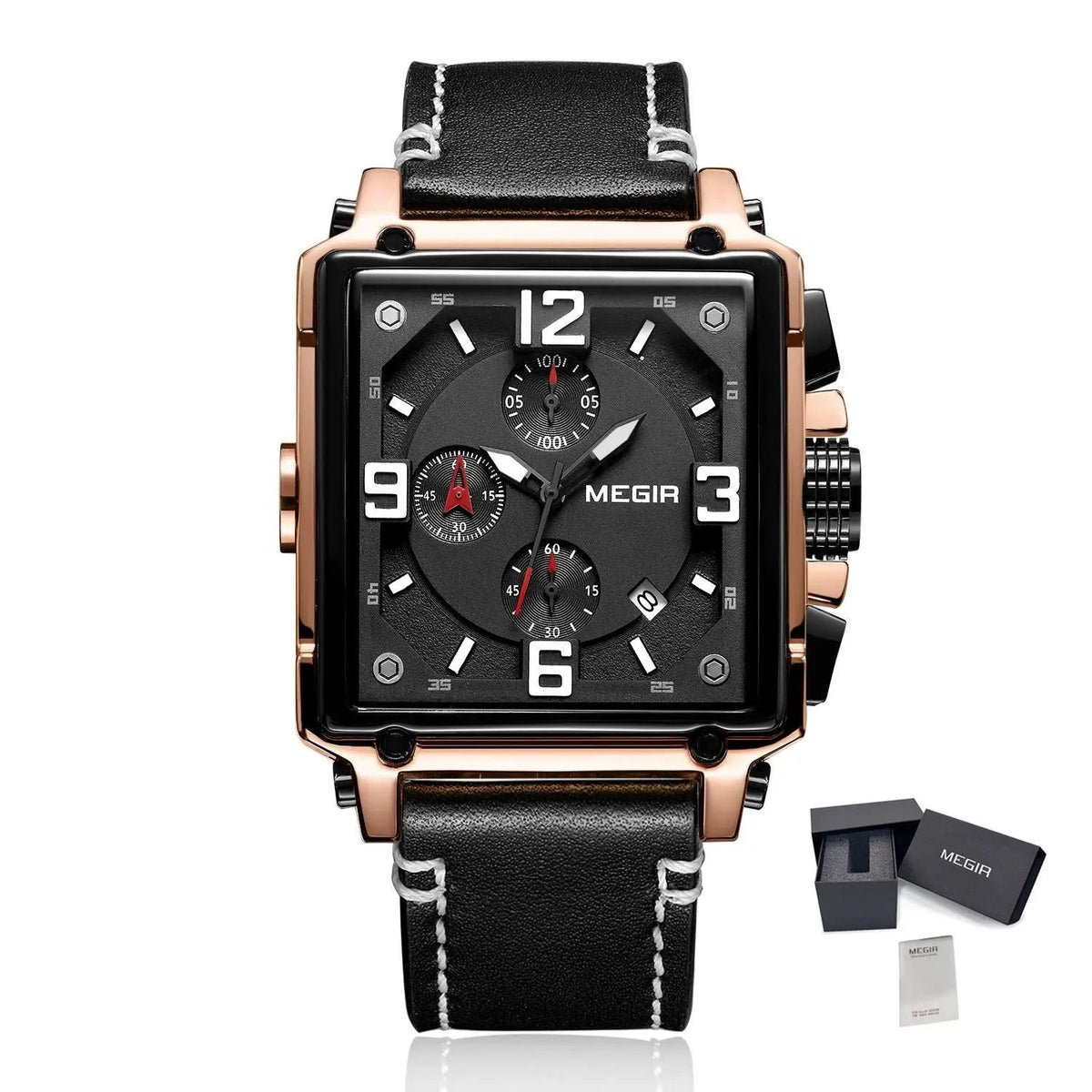 MEGIR Men Watch Top Brand Luxury Chronograph Quartz Watches Clock Waterproof Leather Strap Sport Military Wristwatch Relogio Masculino 2061 by MEGIR WATCH GROUP