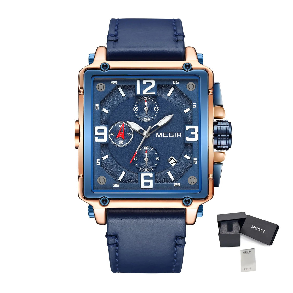 MEGIR Men Watch Top Brand Luxury Chronograph Quartz Watches Clock Waterproof Leather Strap Sport Military Wristwatch Relogio Masculino 2061 by MEGIR WATCH GROUP
