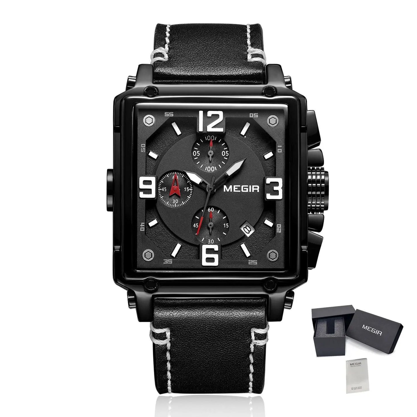 MEGIR Men Watch Top Brand Luxury Chronograph Quartz Watches Clock Waterproof Leather Strap Sport Military Wristwatch Relogio Masculino 2061 by MEGIR WATCH GROUP
