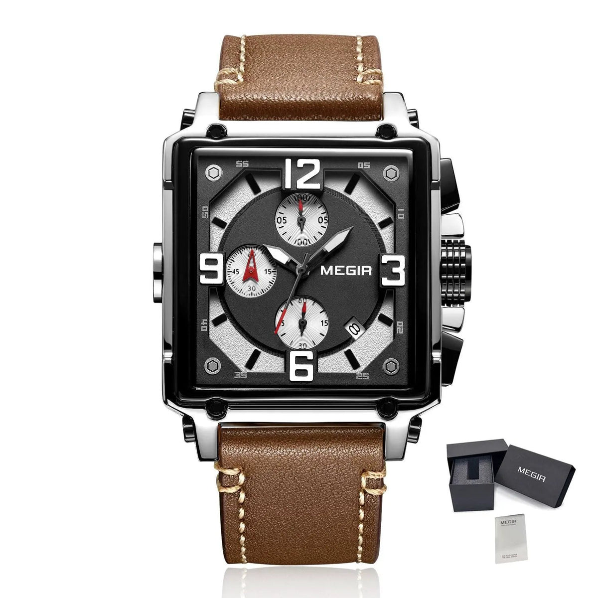 MEGIR Men Watch Top Brand Luxury Chronograph Quartz Watches Clock Waterproof Leather Strap Sport Military Wristwatch Relogio Masculino 2061 by MEGIR WATCH GROUP