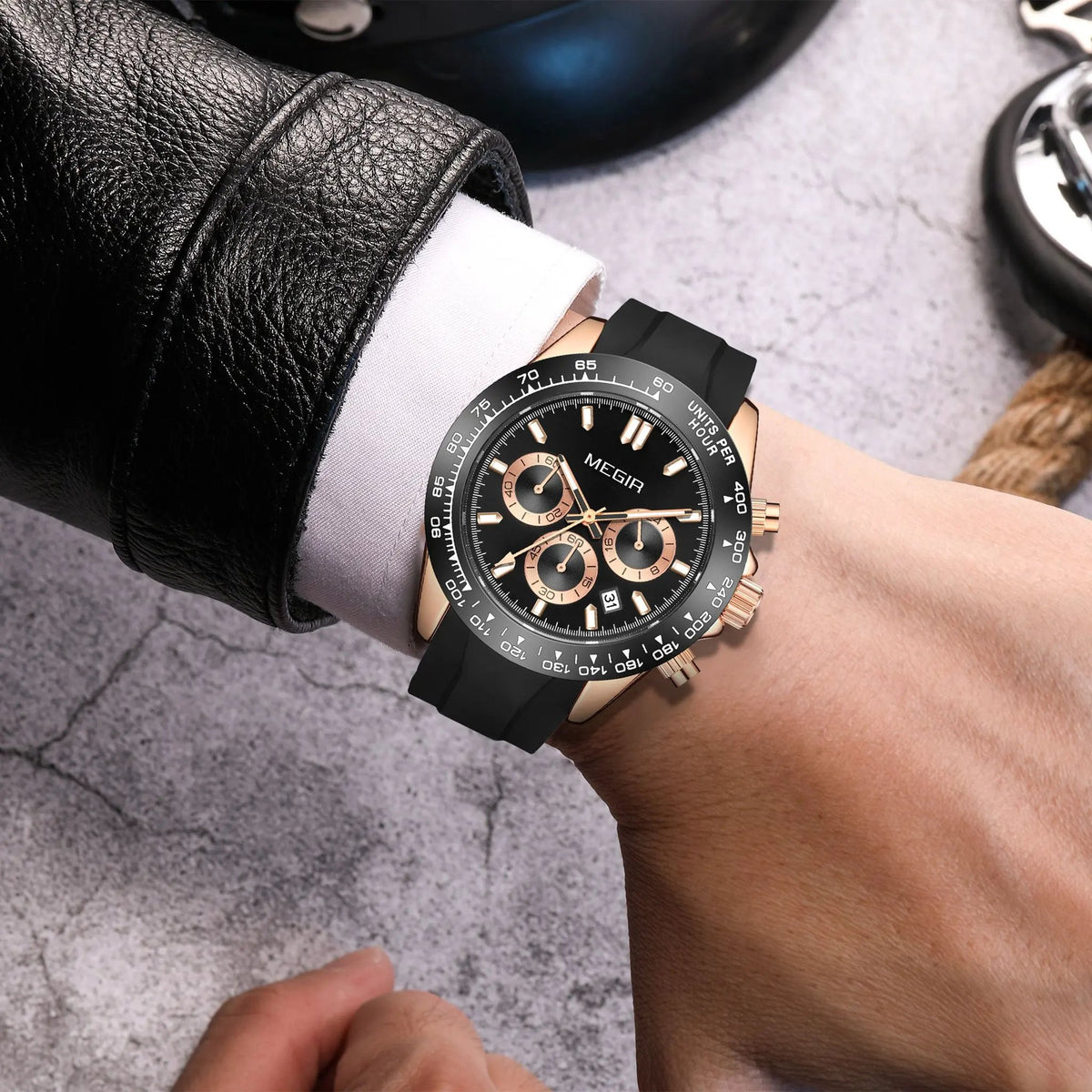 MEGIR Fashion Business Watches for Men Sport Quartz Wristwatch Waterproof Date Clock Chronograph 24-hour Relogio Masculino 8104 by MEGIR WATCH GROUP