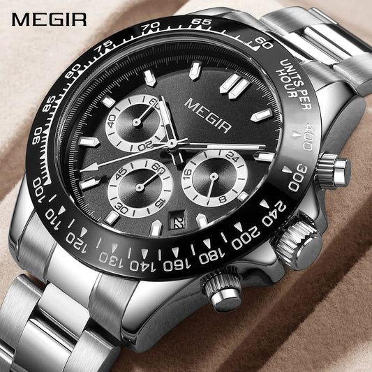 MEGIR Fashion Men Business Watches Stainless Steel Quartz Watch Luxury Casual Sport Wristwatch Waterproof Clock Reloj Hombre 8104 by MEGIR WATCH GROUP
