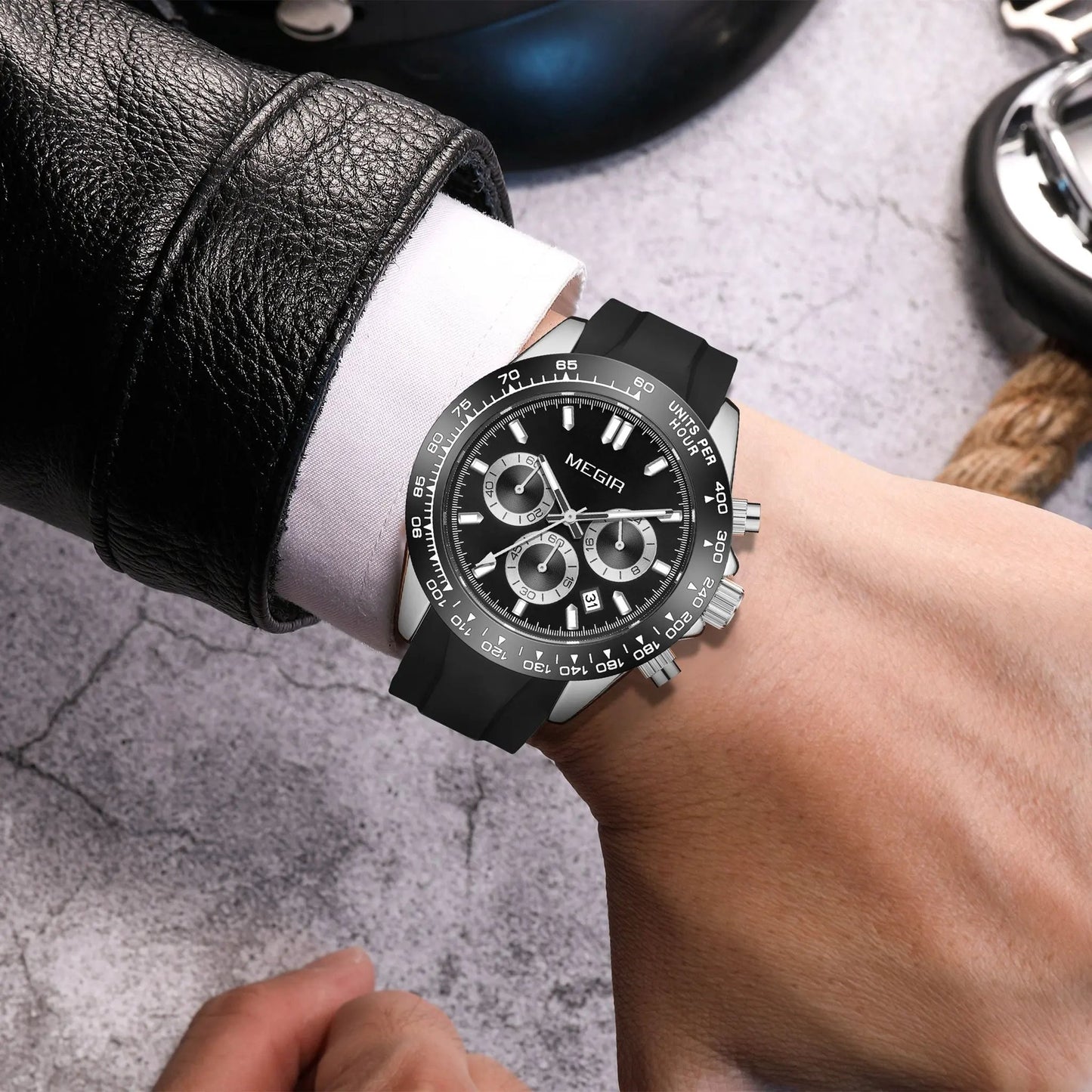 MEGIR Fashion Business Watches for Men Sport Quartz Wristwatch Waterproof Date Clock Chronograph 24-hour Relogio Masculino 8104 by MEGIR WATCH GROUP