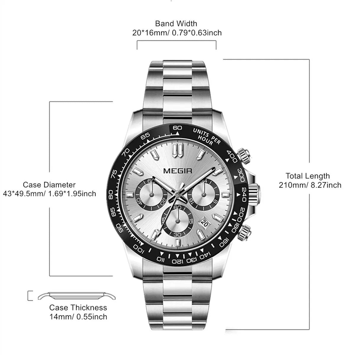 MEGIR Fashion Business Watches for Men Sport Quartz Wristwatch Waterproof Date Clock Chronograph 24-hour Relogio Masculino 8104 by MEGIR WATCH GROUP