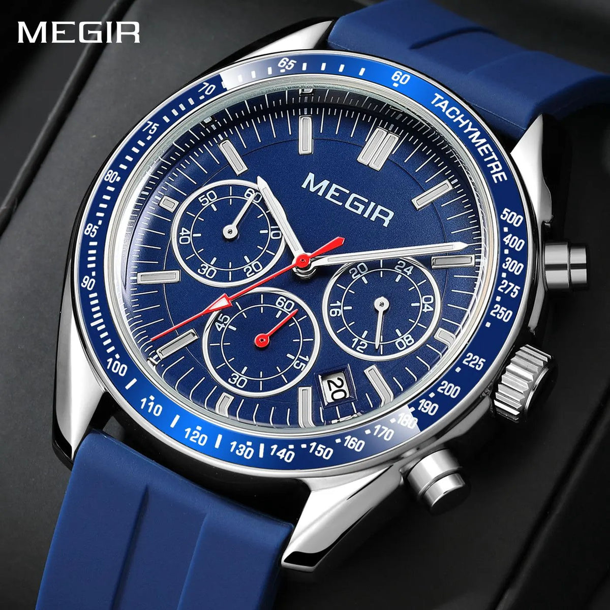 MEGIR Analog Quartz Wrist Watch Chronograph Luminous Business Sport Watches with Silicone Strap Calendar Man Clock Reloj Hombre 8105 by MEGIR WATCH GROUP