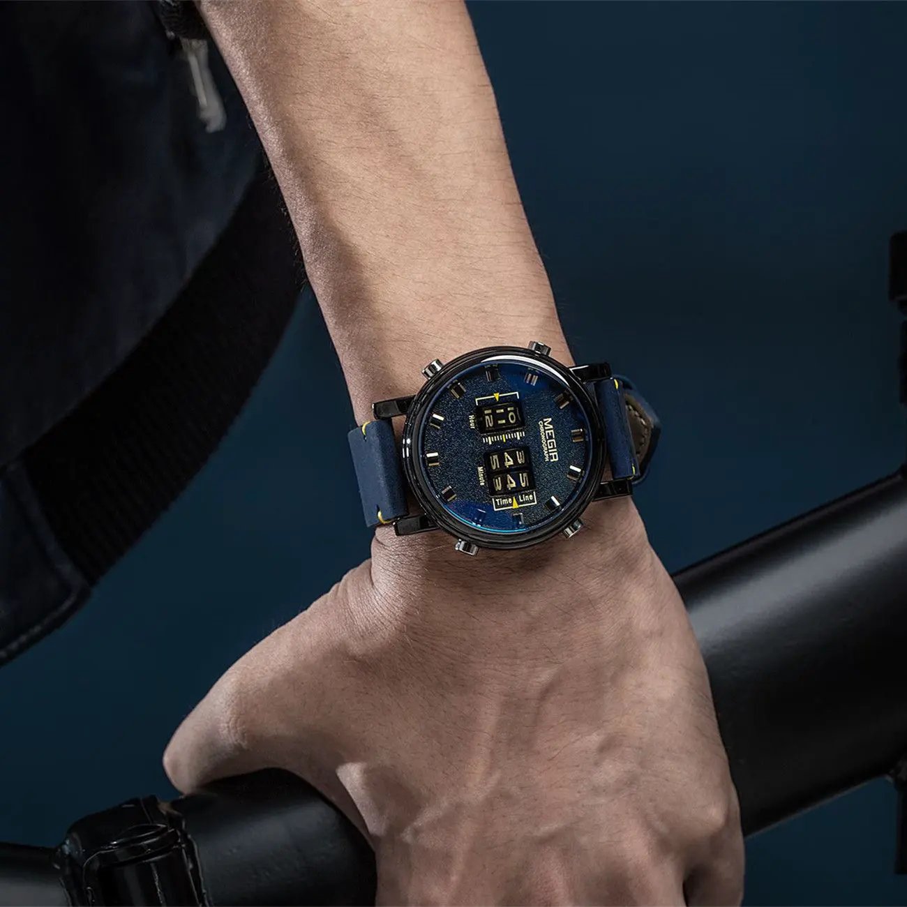 MEGIR Roller Pointer Watches for Men Fashion Luxury Military Sport Watch Leather Strap Quartz Wristwatch Clock Relogio Mascilino 2137 by MEGIR WATCH GROUP