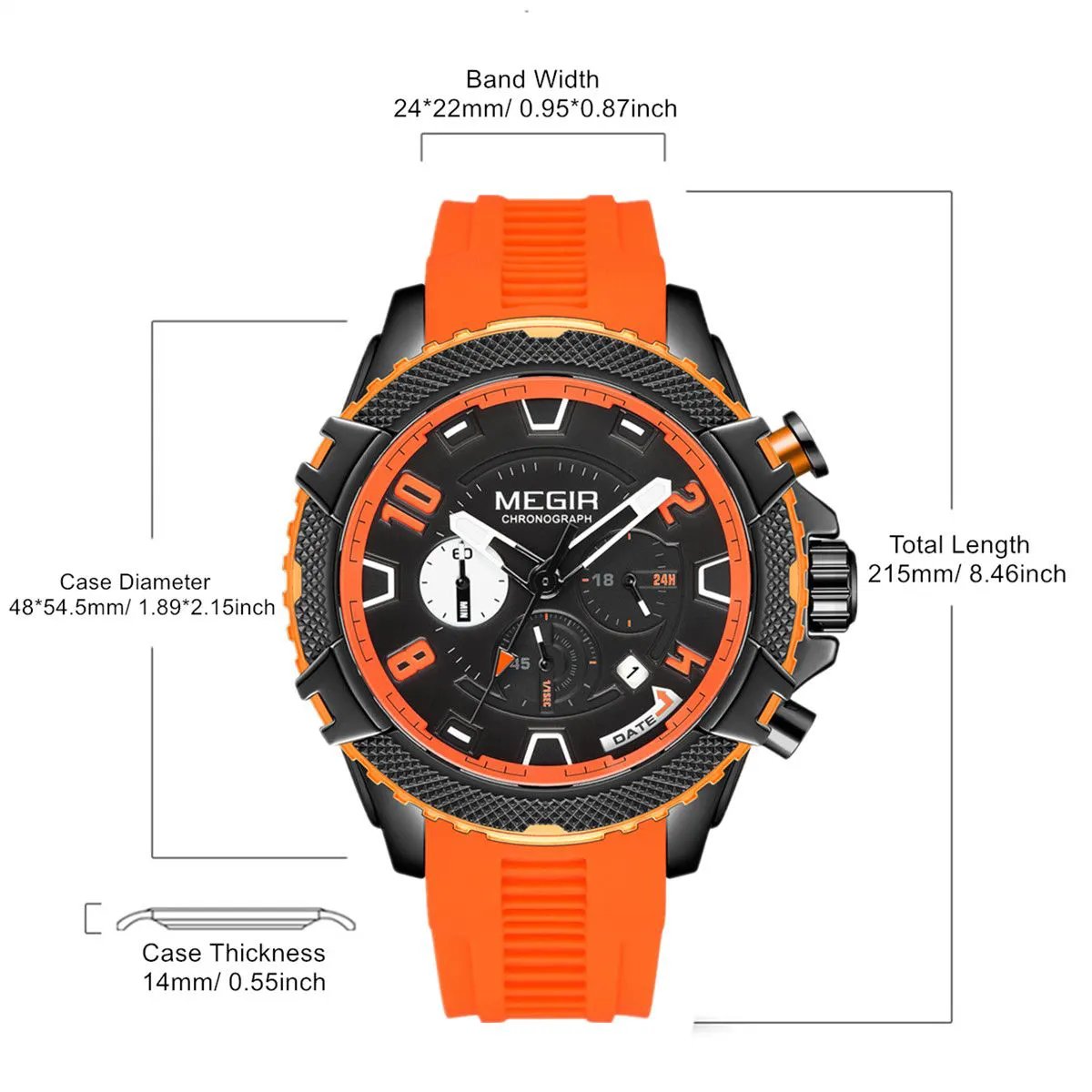 MEGIR Luxury Men's Watches Fashion Sport Quartz Watch Waterproof Date Chronograph Military Wristwatches Clock Reloj Hombre 2200 by MEGIR WATCH GROUP