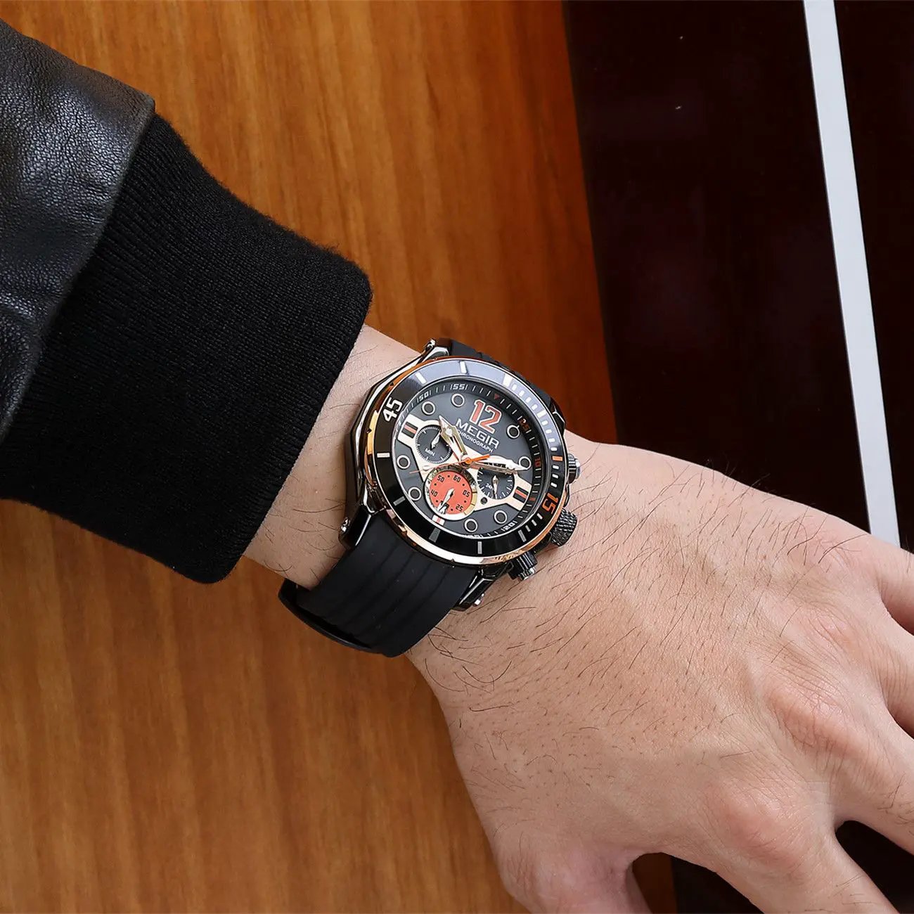 MEGIR Men's Sport Watches Chronograph Silicone Strap Waterproof Calendar Quartz Military Wristwatch Male Clock Relogio Masculino 2206 by MEGIR WATCH GROUP