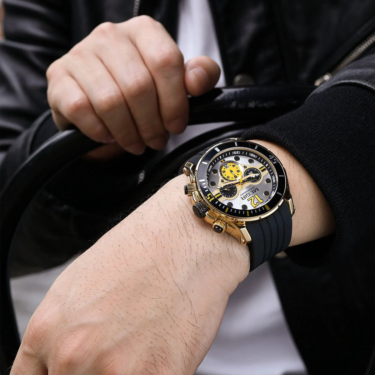MEGIR Men's Sport Watches Chronograph Silicone Strap Waterproof Calendar Quartz Military Wristwatch Male Clock Relogio Masculino 2206 by MEGIR WATCH GROUP