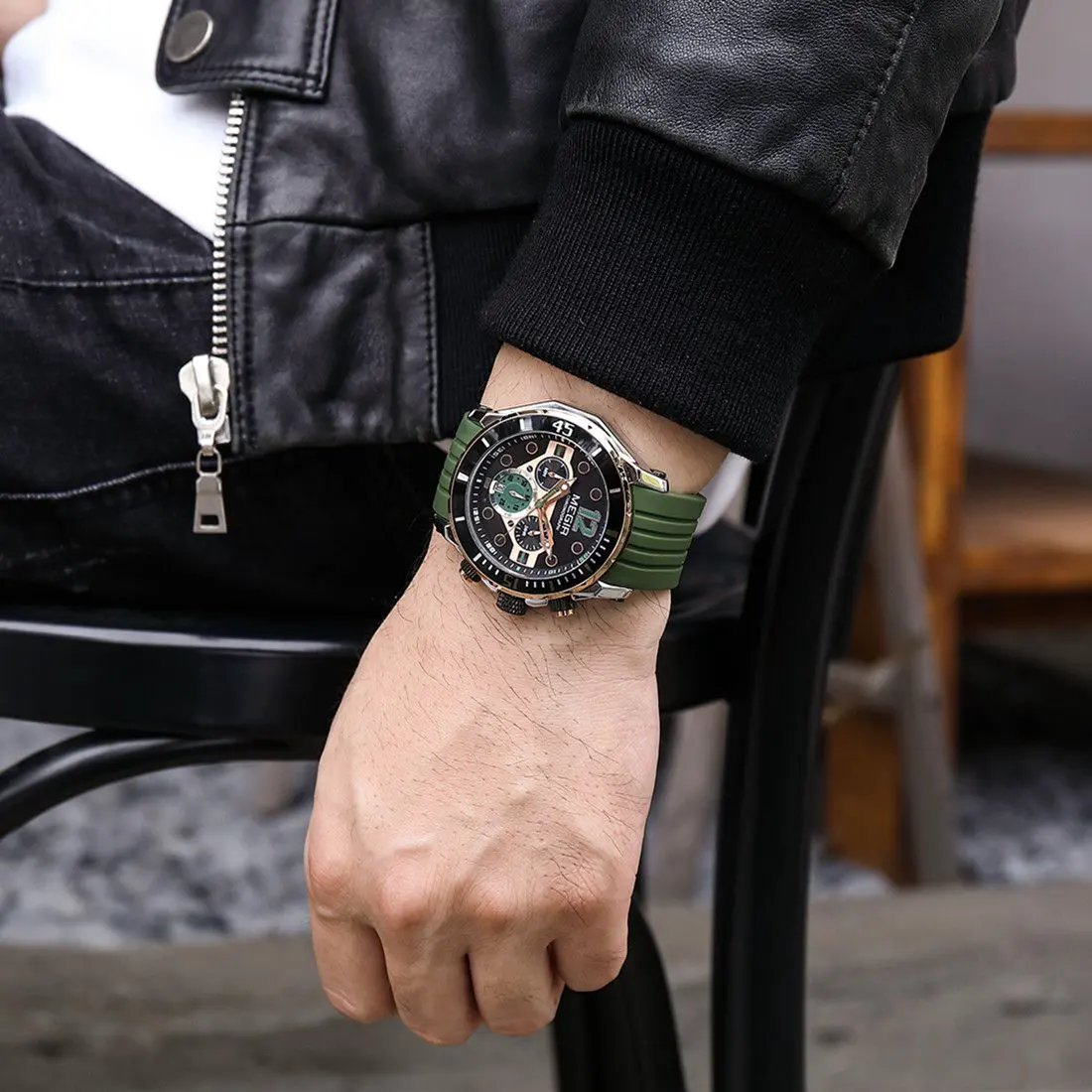 MEGIR Men's Sport Watches Chronograph Silicone Strap Waterproof Calendar Quartz Military Wristwatch Male Clock Relogio Masculino 2206 by MEGIR WATCH GROUP