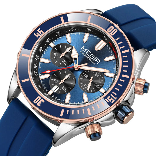 MEGIR Men Watch with Chronograph Fashion Quartz Military Waterproof Calendar Business Casual Wristwatches Clock Montre Homme 2226 by MEGIR WATCH GROUP