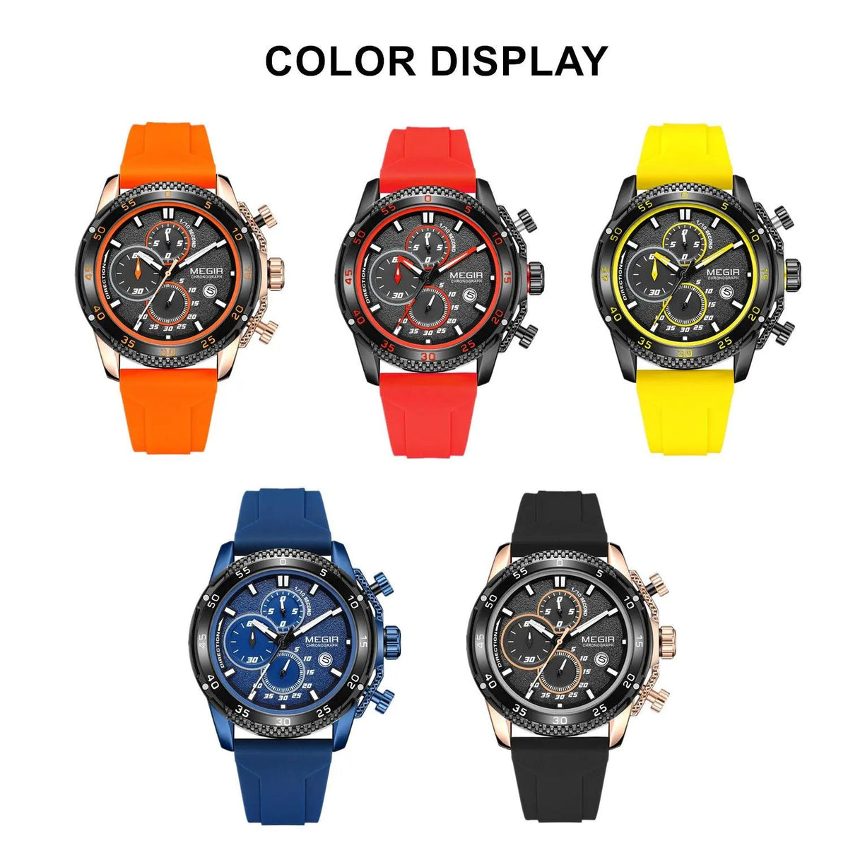 MEGIR Men's Watches Luxury Military Sport Wristwatches Waterproof Luminous Silicone Strap Quartz Chronograph Reloj Hombre 2211 by MEGIR WATCH GROUP