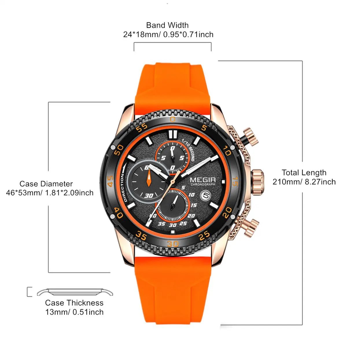MEGIR Men's Watches Luxury Military Sport Wristwatches Waterproof Luminous Silicone Strap Quartz Chronograph Reloj Hombre 2211 by MEGIR WATCH GROUP