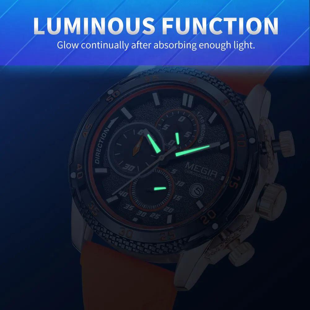 MEGIR Men's Watches Luxury Military Sport Wristwatches Waterproof Luminous Silicone Strap Quartz Chronograph Reloj Hombre 2211 by MEGIR WATCH GROUP