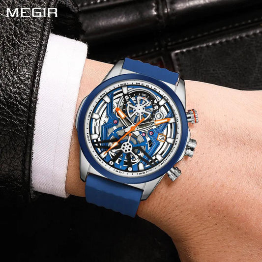 MEGIR Men's Watch Chronograph Fashion Quartz Wristwatch Waterproof Luminous Sports Military Watches Clock with Auto Date 2235 by MEGIR WATCH GROUP