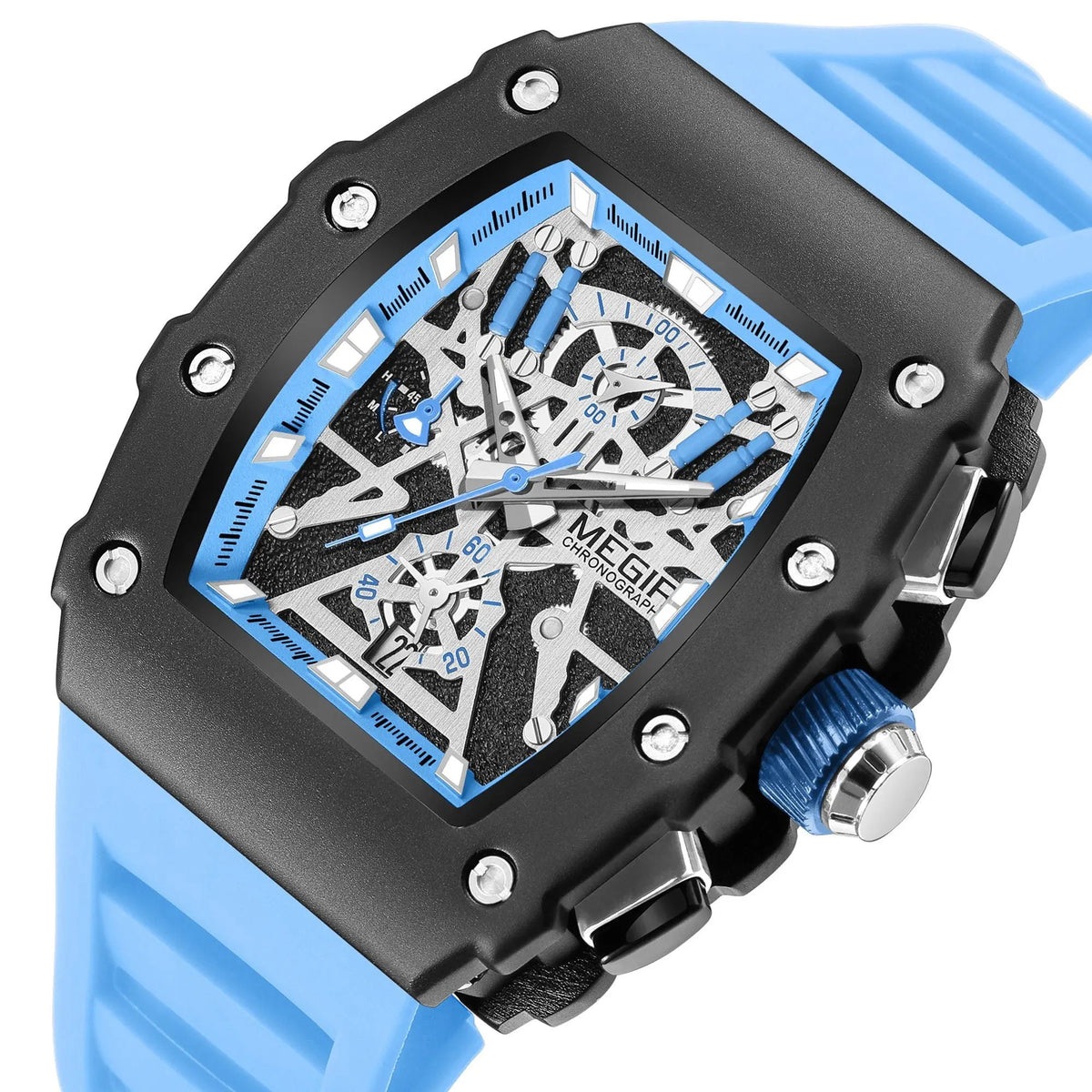 MEGIR Luxury Outdoor Sport Wristwatch for Men Silicone Waterproof Watches Quartz Military Watch Male Clock Chronograph 2218 by MEGIR WATCH GROUP