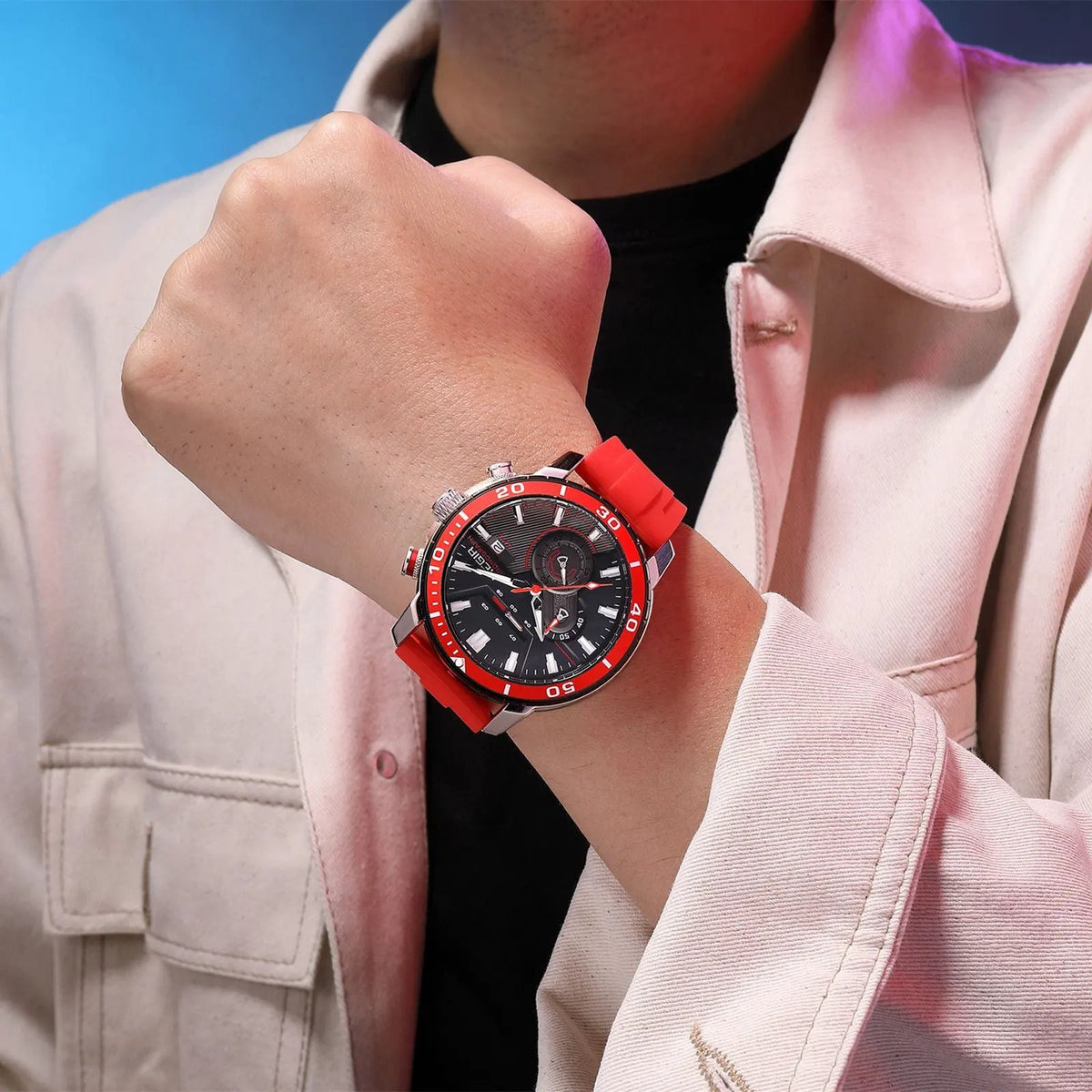 MEGIR Luxury Military Watches for Men Fashion Sport Quartz Wristwatch Waterproof Silicone Band Male Clock Chronograph with Date 2224 by MEGIR WATCH GROUP