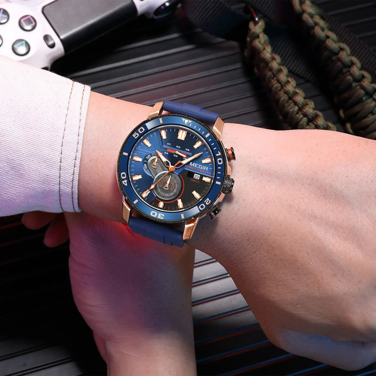 MEGIR Luxury Military Watches for Men Fashion Sport Quartz Wristwatch Waterproof Silicone Band Male Clock Chronograph with Date 2224 by MEGIR WATCH GROUP