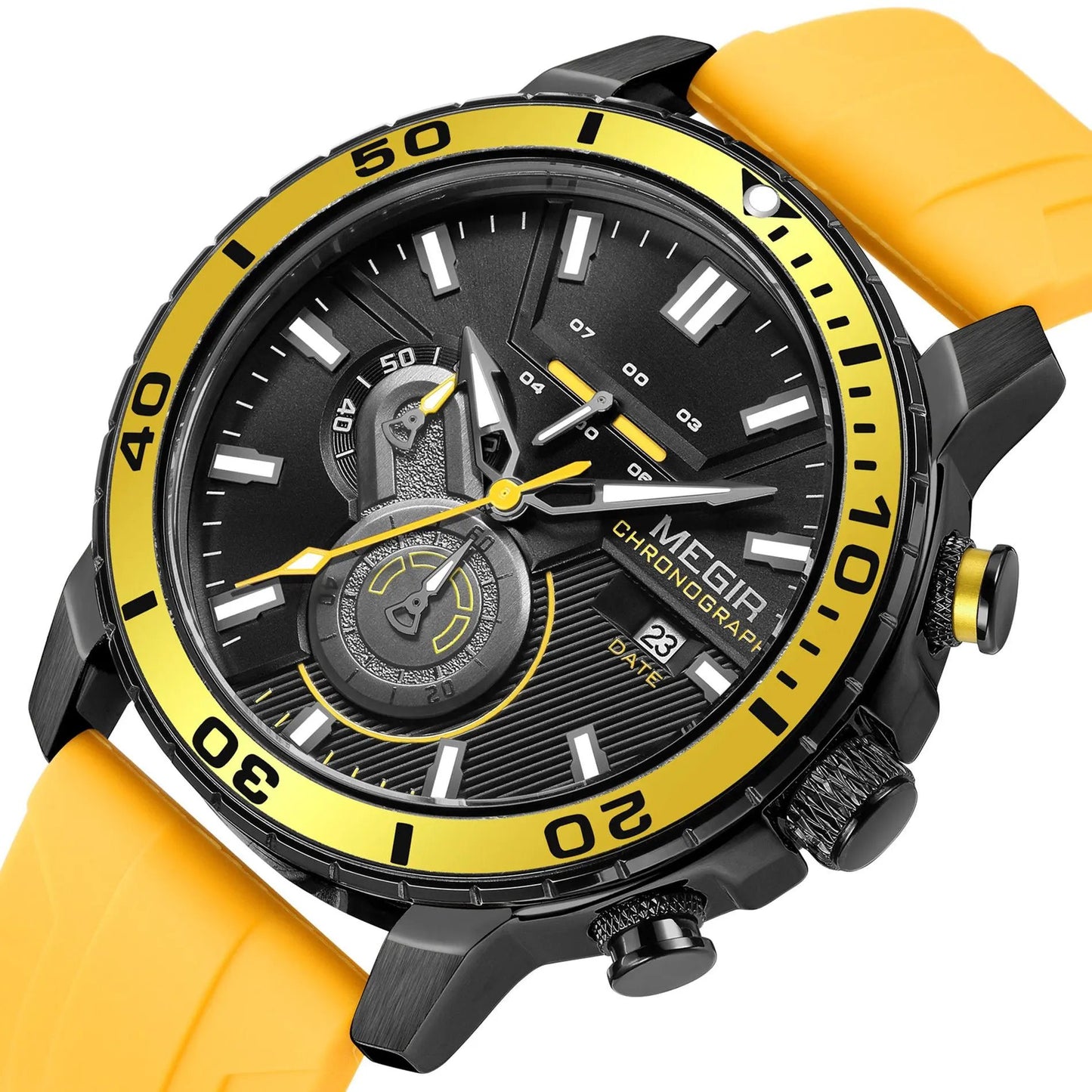 MEGIR Luxury Military Watches for Men Fashion Sport Quartz Wristwatch Waterproof Silicone Band Male Clock Chronograph with Date 2224 by MEGIR WATCH GROUP