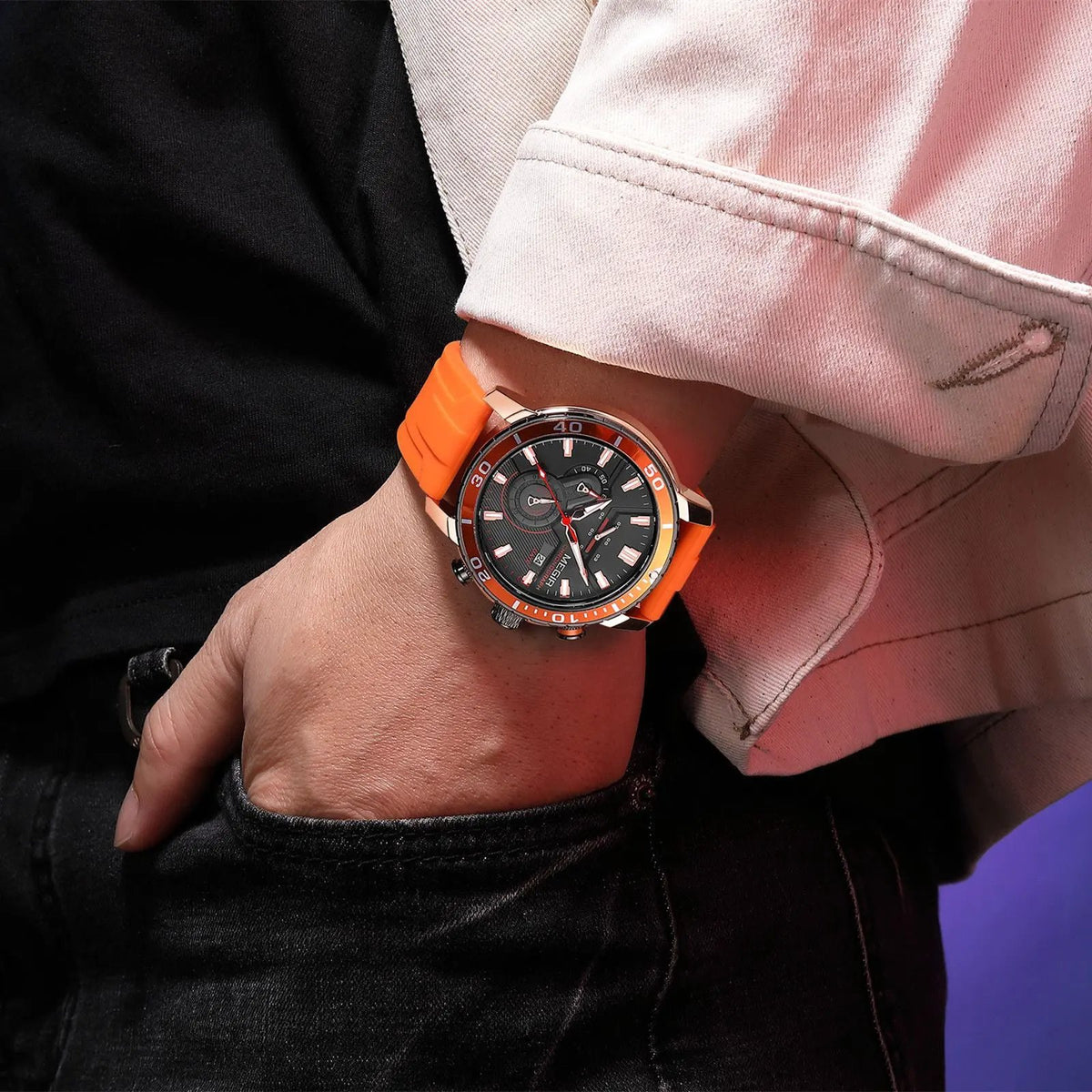 MEGIR Luxury Military Watches for Men Fashion Sport Quartz Wristwatch Waterproof Silicone Band Male Clock Chronograph with Date 2224 by MEGIR WATCH GROUP