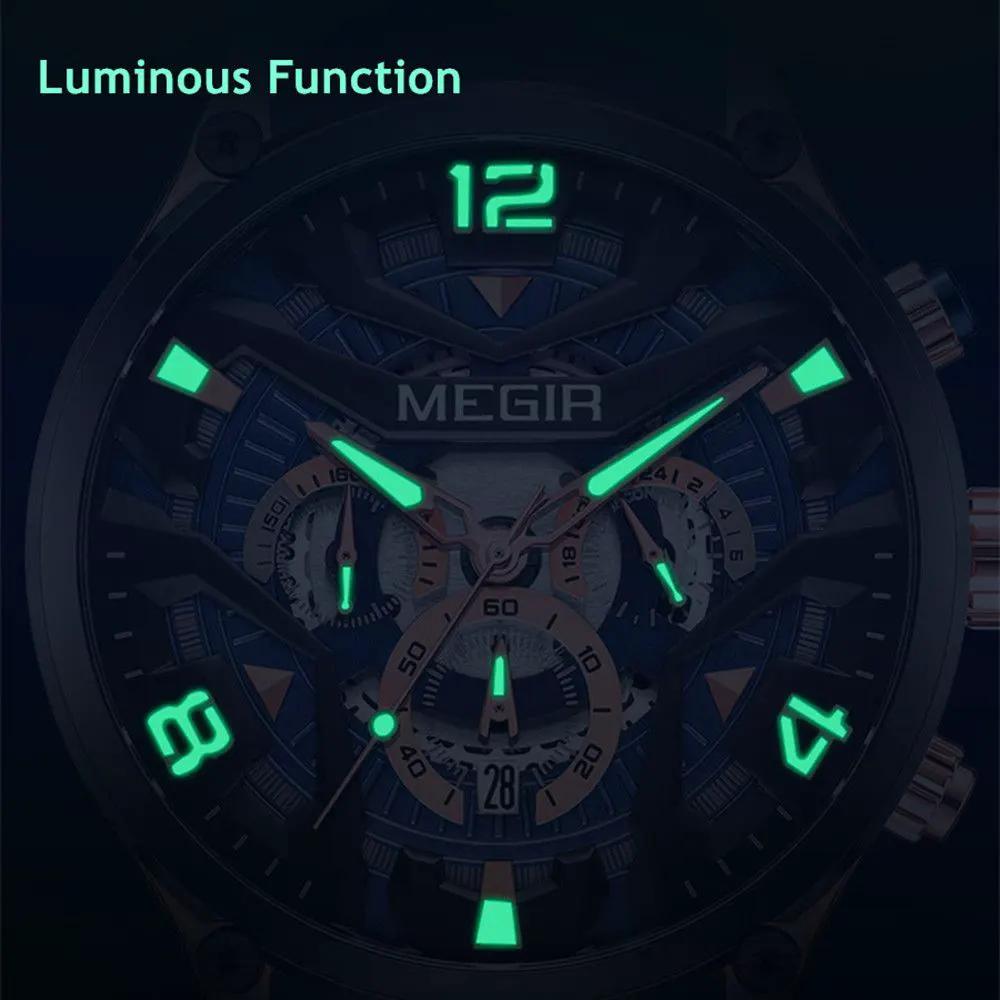 MEGIR Chronograph Luxury Men Quartz Military Watches Silicone Strap Waterproof Man Sport Wristwatch Date Clock Reloj Hombre 2222 by MEGIR WATCH GROUP